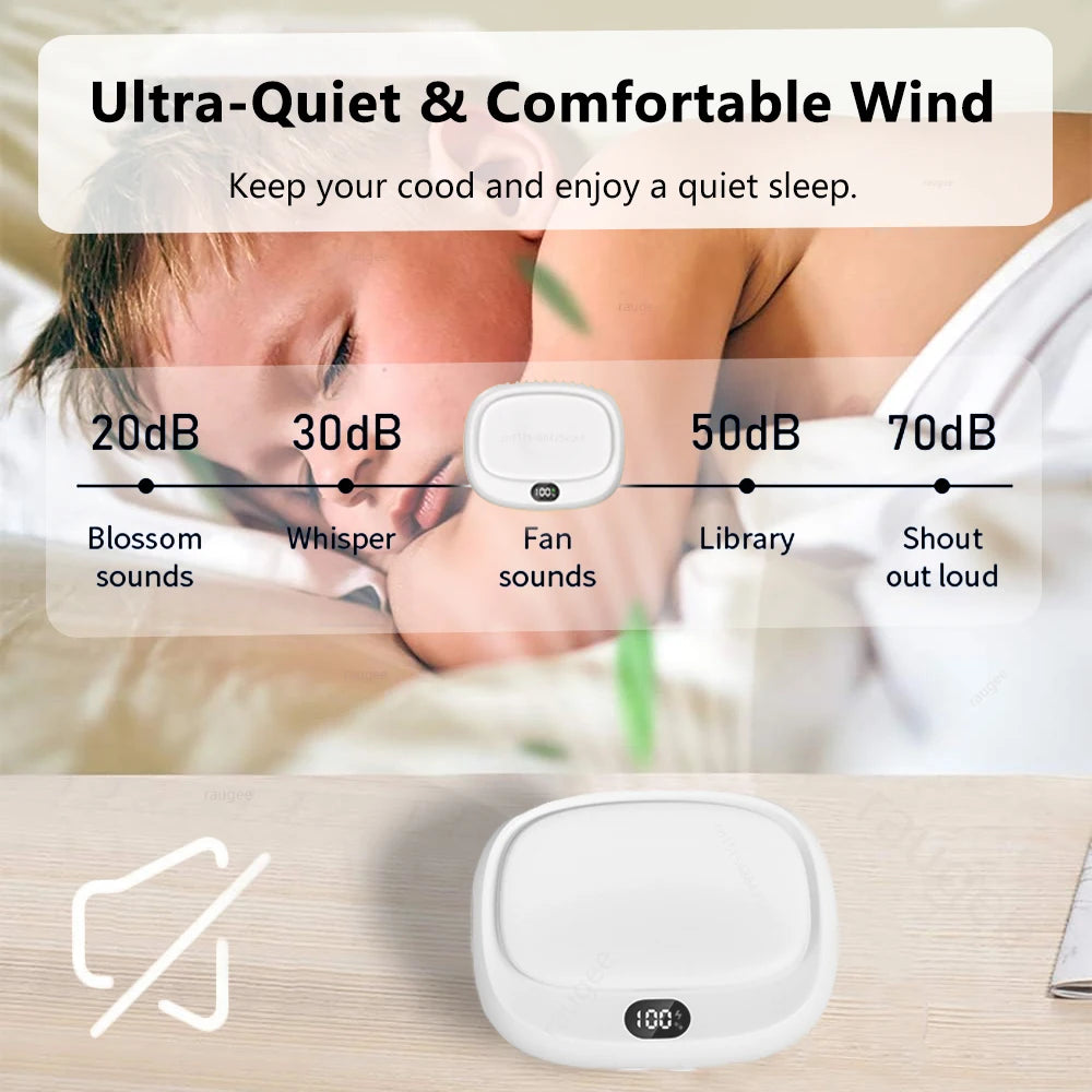 Portable Waist Clip Fan Rechargeable Mini Hanging Neck Fan 5 Speed Adj