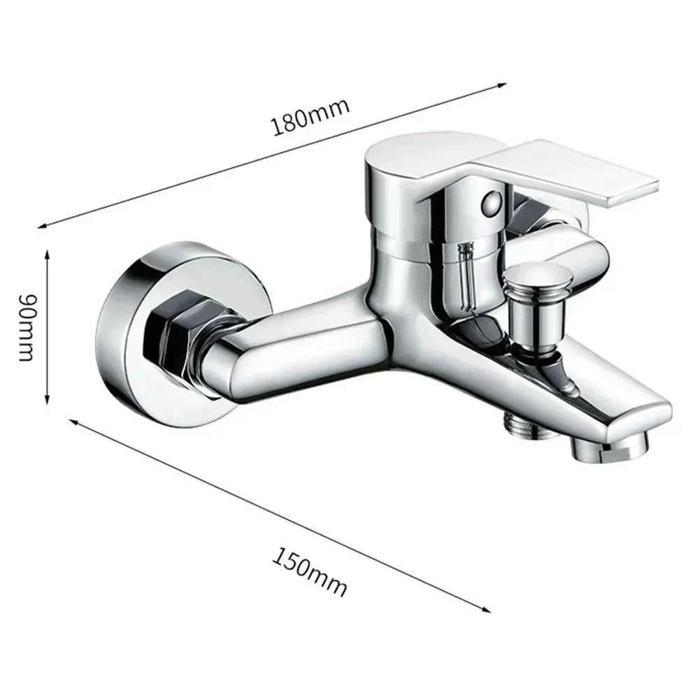 Zinc alloy Basin Faucets Chrome Wall Mounted Hot Cold Water Mixer Tap Dual Spout Single Handle For Bathroom Shower Basin