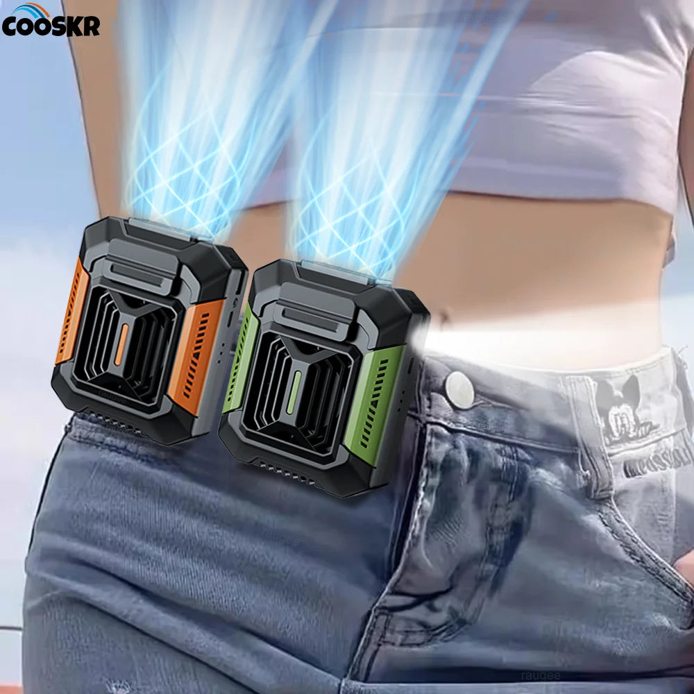 Outdoor Portable Waist & Neck Fan | USB Rechargeable with LED Light & Built-in Power Bank