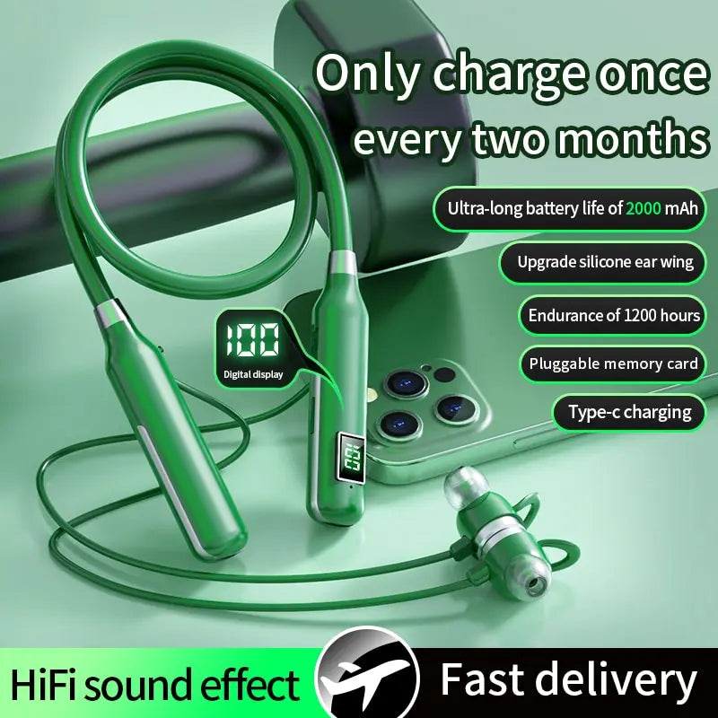 2023 BT7 Wireless Headphones Bluetooth 5.3 Neckband Earphones Magnetic Sports Waterproof Earbuds Headset With Mic SD Card Mode