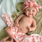 Lifelike 17Inch Baby Girl Vivienne Silicone Reborn Doll Handmade Soft Blue Eyes Adorable Rebirth Doll for Collector’s Gift