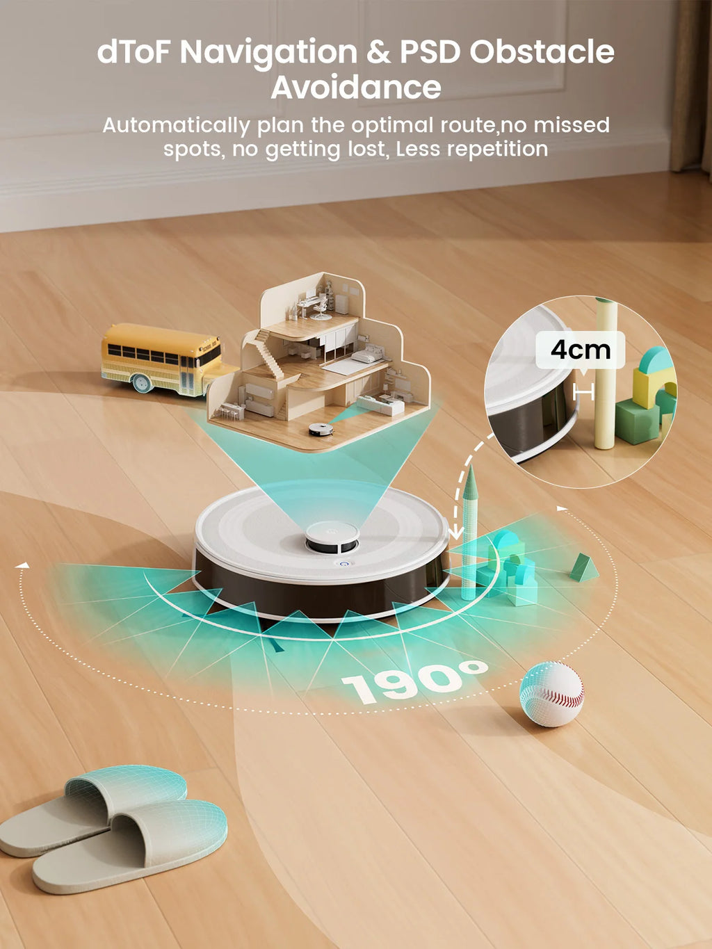 LEFANT M2 Robot Vacuum Cleaner, Laser Navigation dToF, 6000Pa, Anti-Tangle, Selected Area Cleaning, Ideal for Pet Hair, Carpets