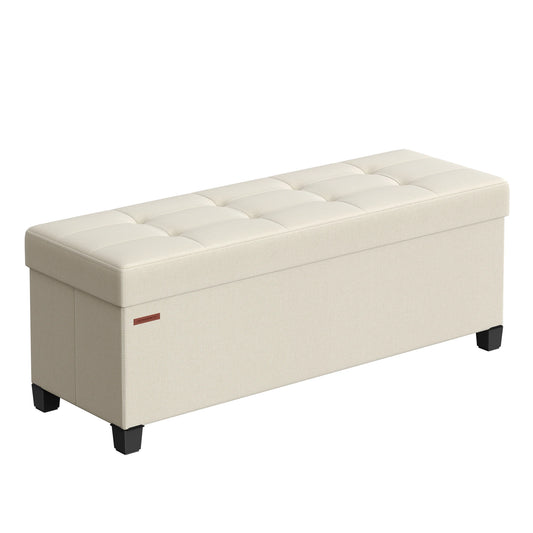 Foldable Storage Ottoman Bench with Legs, 43'' End of Bed Chest