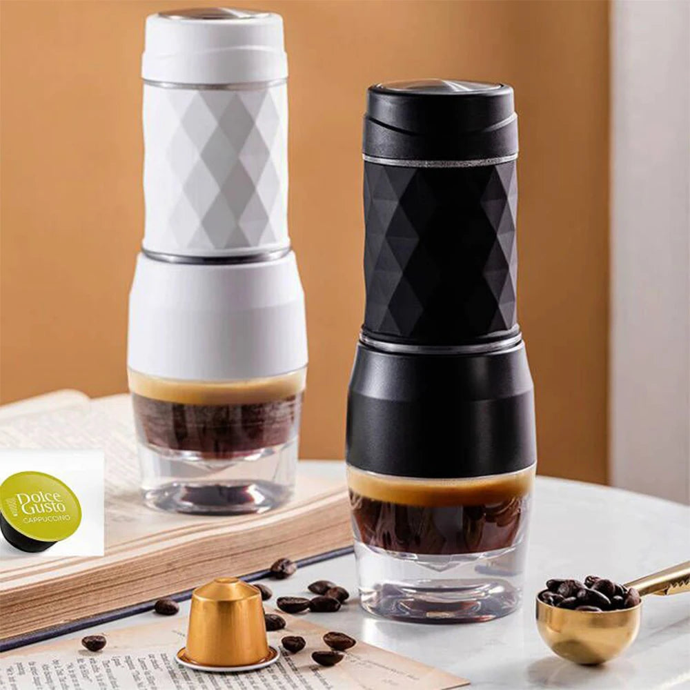 Portable Coffee Machine 3 In1 Hot/Cold Water Manual Espresso Maker For Capsule & Ground Hand Press Brewer hiking Travel