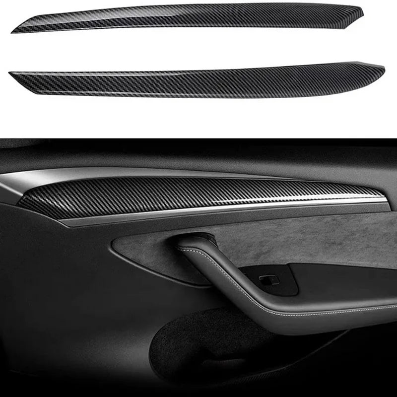for Tesla Model Y 3 ABS Carbon Fiber Center Console Wrap Cover Kit Dashboard Armrest Door Side Trim Sticker Interior Accessories