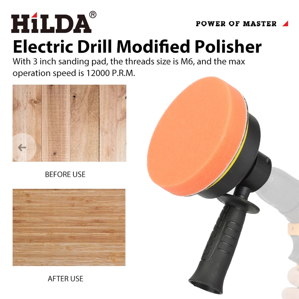HILDA Electric Polishing Machine Set 7 Pcs Car Polisher for Car Maintenance Furniture Cleaning Detail Polishing and Waxing