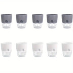 10/5Pcs Self Watering Plastic Flower Pot Double Layer Hydroponics Plants Bonsai Pot Vases Succulent Potted Home Office Decor
