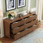 9 Drawers, Modern Large Chest Mid Century Modern Dresser TV Stand, Storage Organizer Dresser with Solid Natural Wood Legs for Be