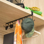 Cabinet Storage Rack Multifunctional Wardrobe Organizing Rack 6/12 Hooks Kitchen Cup Holder No Punching Storage Rack Organizer
