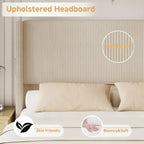 King Size Upholstered Bed Frame with USB Charging Ports - Tall Wingback Headboard & Footboard, Easy Assembly Design