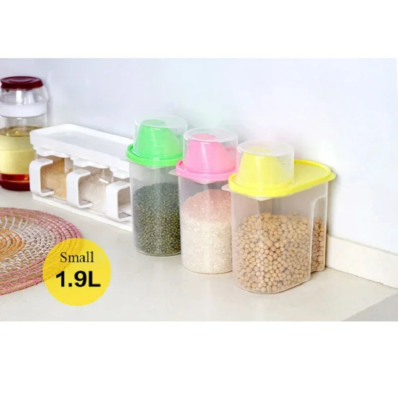 Kitchen Food Container Sealed Crisper Grains Tank Storage Kitchen Sorting Rice Storage Box Container Bottles and Jars