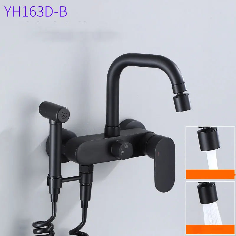 Black Brass  kitchen into the wall Hot and Cold Water Faucet wash Basin mop pool Bathtub wash spray Gun Faucet EY-YH1600