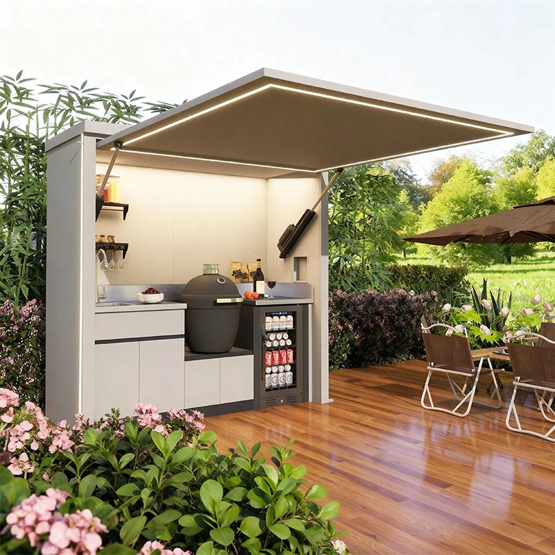 Modern Outdoor Kitchens Weatherproof Cooking Station for Bbq Patio Garden Backyard Custom