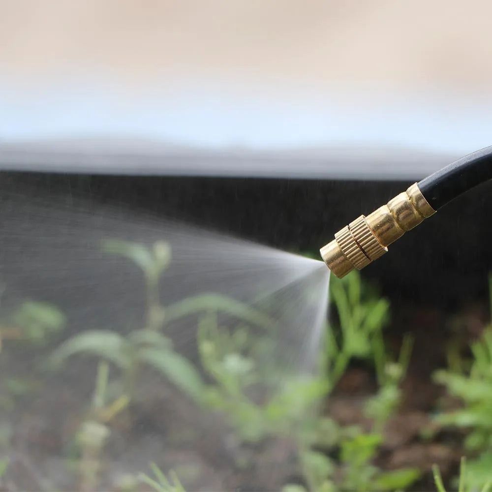 60w Self-priming Pump Garden Misting Cooling System 360° Free-bend Misting Nozzle Adjustable Fine Atomizer for Outdoor Watering