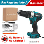 Kamolee 650N.m High Torque Brushless Electric Impact Drill 3-in-1 18V-21V Battery 13mm Handheld Cordless Screwdriver Tool Set