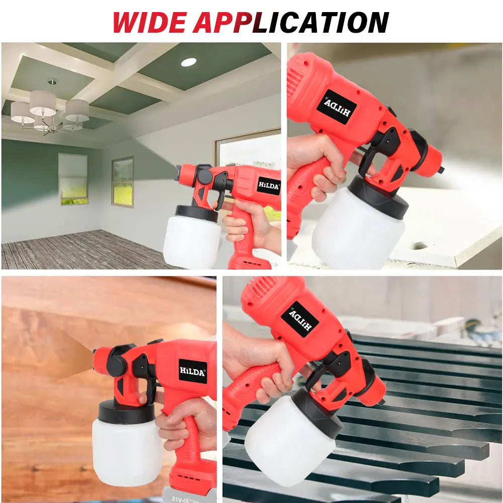 HILDA 1500W Electric Cordless Spray Gun HVLP Paint Sprayer For Makita 21V Furniture Coating Airbrush
