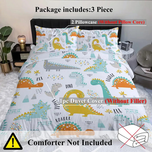3Pcs Dinosaur Queen Size soft Duvet Cover set for comforter bedding Cover for home Bedroom Gifts