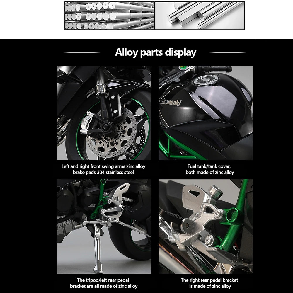 Key Start Dynamic Alloy Motorcycle Model With LED Sound And Smog Adjustable Throttle Model Motorbike Toy Desk Decoration Vehicle