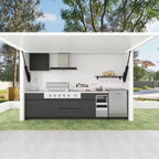 Custom Modern Outdoor Kitchen for Furniture Pool House with Stainless Steel Kitchen Cabinet for Gas BBQ Grill with Shed