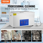 VEVOR Ultrasonic Cleaner with Digital Timer - 2L to 30L Stainless Steel Tank for Jewelry, Glasses, Watches & Industrial Parts