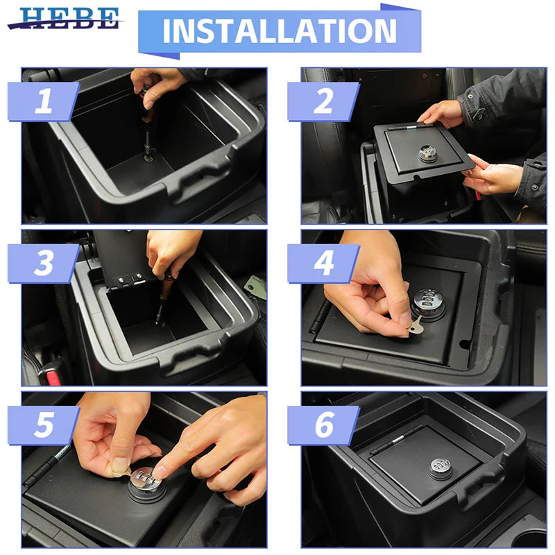 HEBE Armrest Safe Box For Mitsubishi Pajero 2007 2008 2009 2010 2011 2012 2013 2014 2015 2016 2017 2018 2019 2020 2021