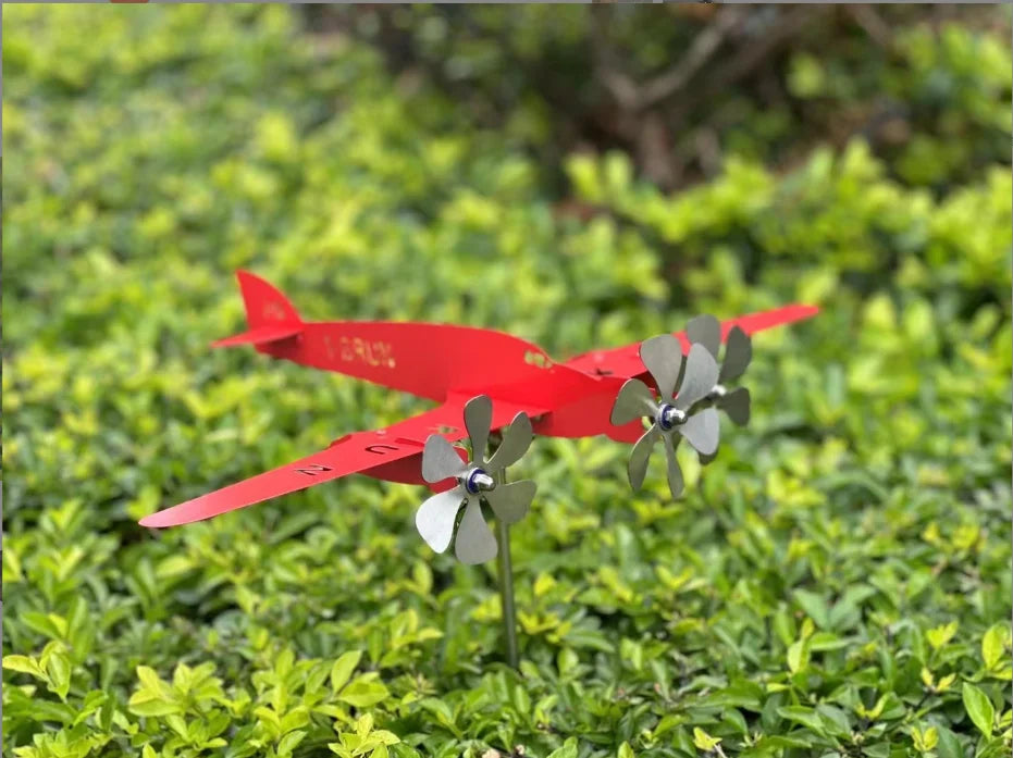 3D Plane Garden Wind Spinner Plane Metal Airplane Weather Vane Outdoor Roof Wind Direction Indicator Weather Vane Garden Decor