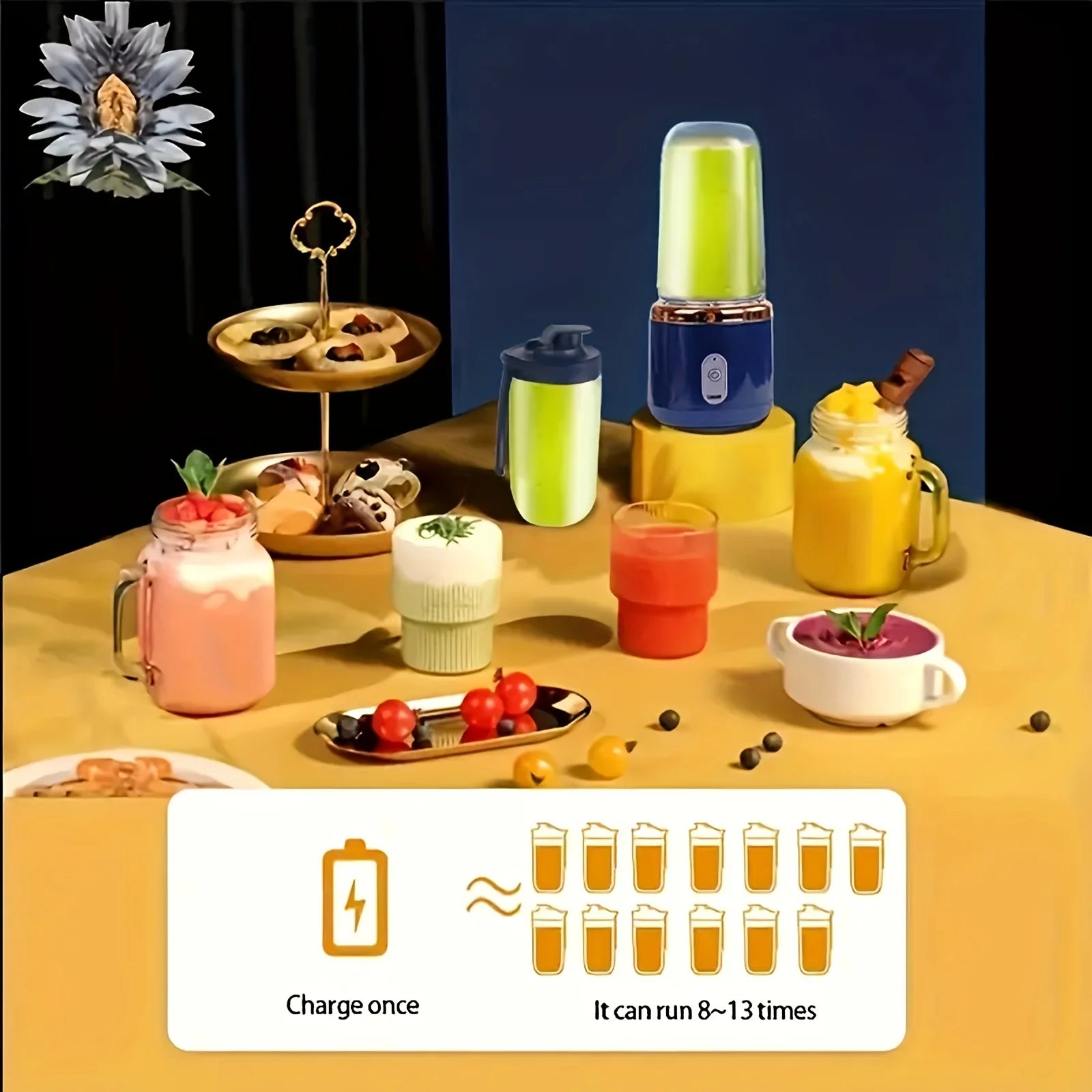 6 Blades USB Portable Juicer Maker, Juicer Fruit Juice CupAutomatic Small Electric Juicer Smoothie Blender lce CrushCup