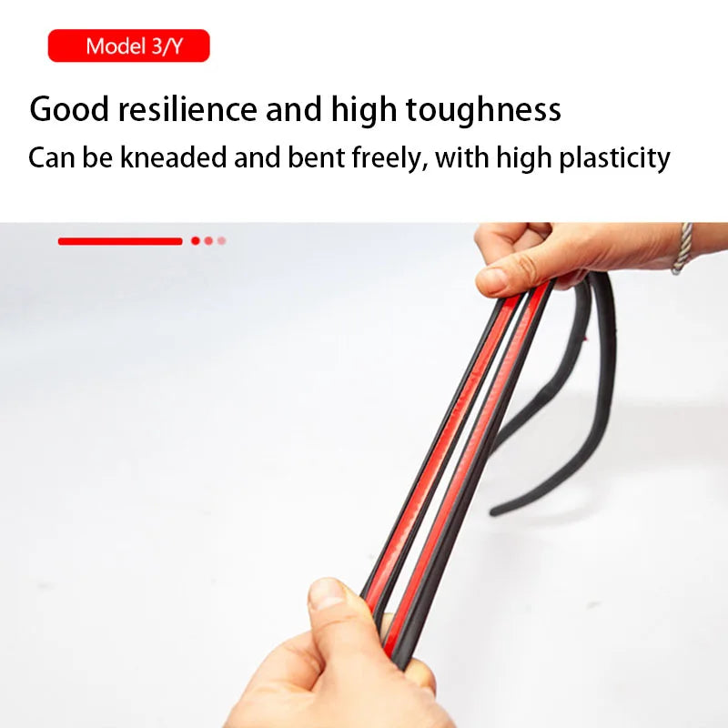 Door Seal Soundproof Kit For  Tesla Model 3 Y  2017-2025 Rubber Weather Draft Seal Strip Wind Noise Kit Front Trunk Cover Strip