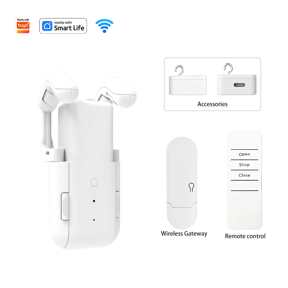WiFi Smart curtain robot with Gateway App Control ,automatic switch ,Timer switch, 3in1 track（Equipped with remote control）
