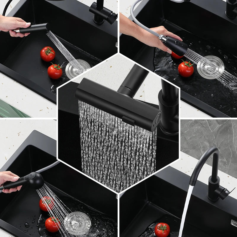 Black Quartz Stone Sink, Kitchen Large Single Sink, Household Vegetable Embedded Countertop Sink
