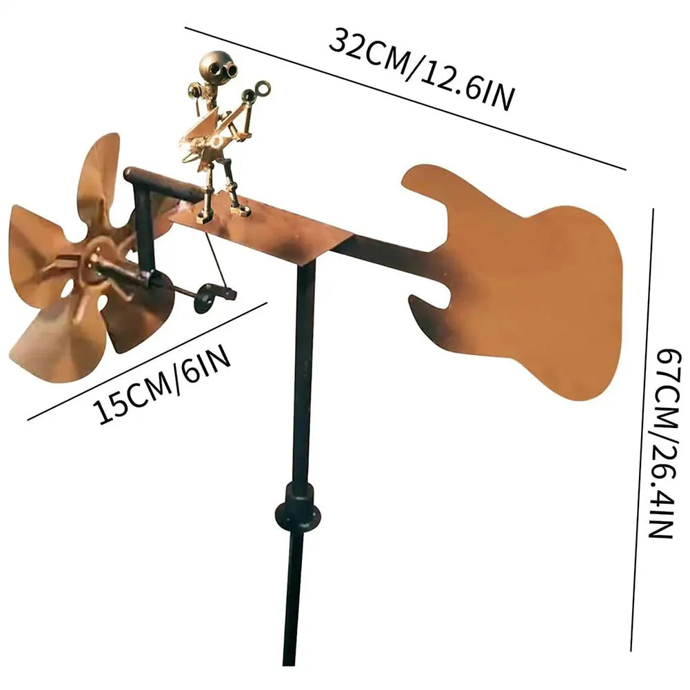 DIY Handcrafted Metal Drummer Windmill Statue Spins with Wind Steampunk Percussionist Music Wind Spinner Garden Decoration