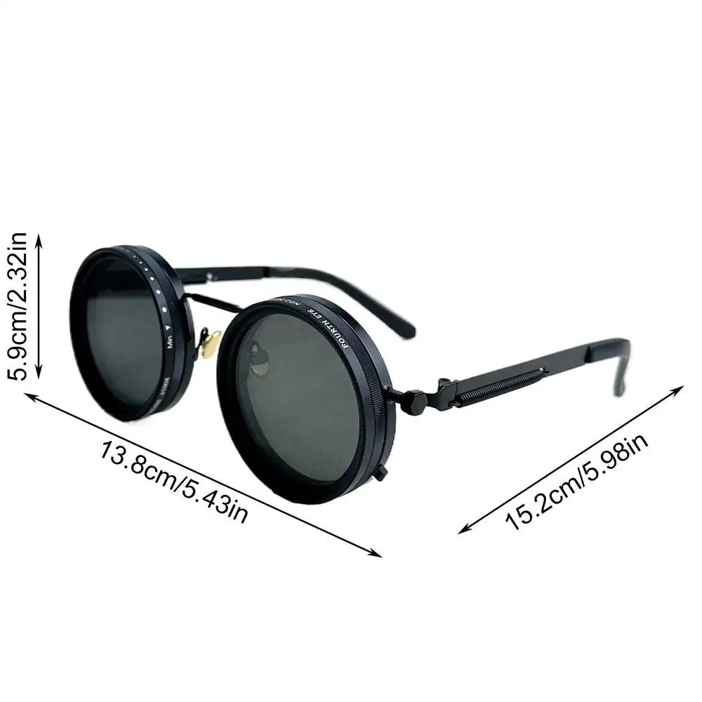 Round Polarized Sunglasses 1-9 Gears Adjustable Tint Sun Glasses with ND Filter Lenses for Men Beach Shady Fishing