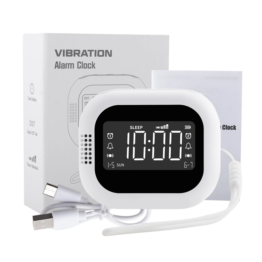 Rechargeable  Vibrating Alarm Clock Wireless Loud Alarm Clock With White Noise Deep Sleep Digital Travel Clock Snooze Function