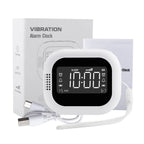 Rechargeable  Vibrating Alarm Clock Wireless Loud Alarm Clock With White Noise Deep Sleep Digital Travel Clock Snooze Function
