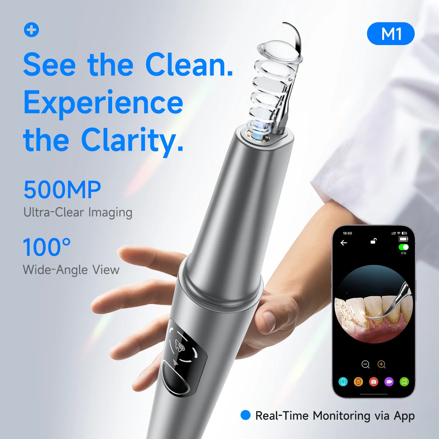 Visual Electric Ultrasonic Dental Cleaner - 5 Modes Safe Home Teeth Cleaner for Hard Stain Removal Teeth Whitening Oral Care