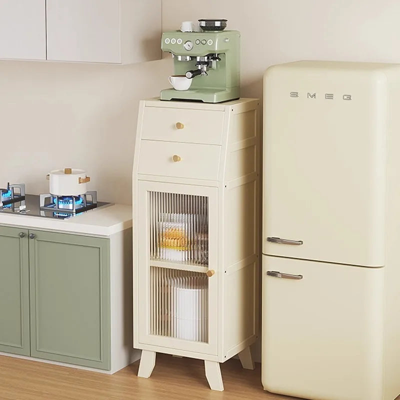 Compact Wall-Mounted Kitchen Side Cabinet Coffee Machine Storage Rack Small Cupboard for Space-Saving Organization