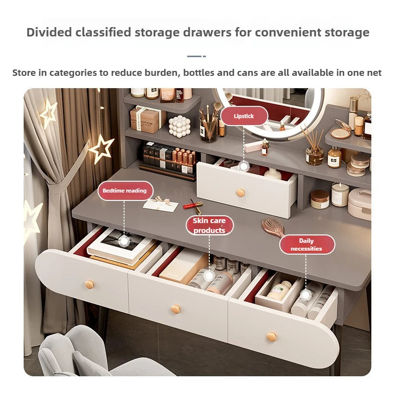 Dressing Table, Bedroom,Simple Modern Small Apartment, Bedside Storage Cabinet,Integrated Makeup Table, Nail Salon Makeup Table