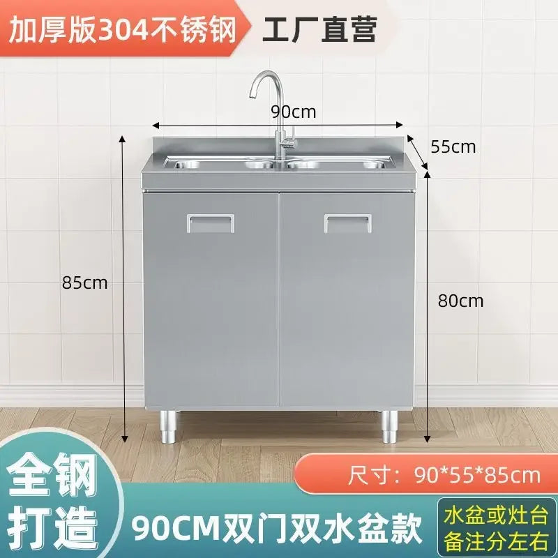 304 Stainless Steel Sideboard Kitchen Multi-door Cabinet Cupboard Dining Room Locke Kitchen Storage Adjustable Shelf Cabinet