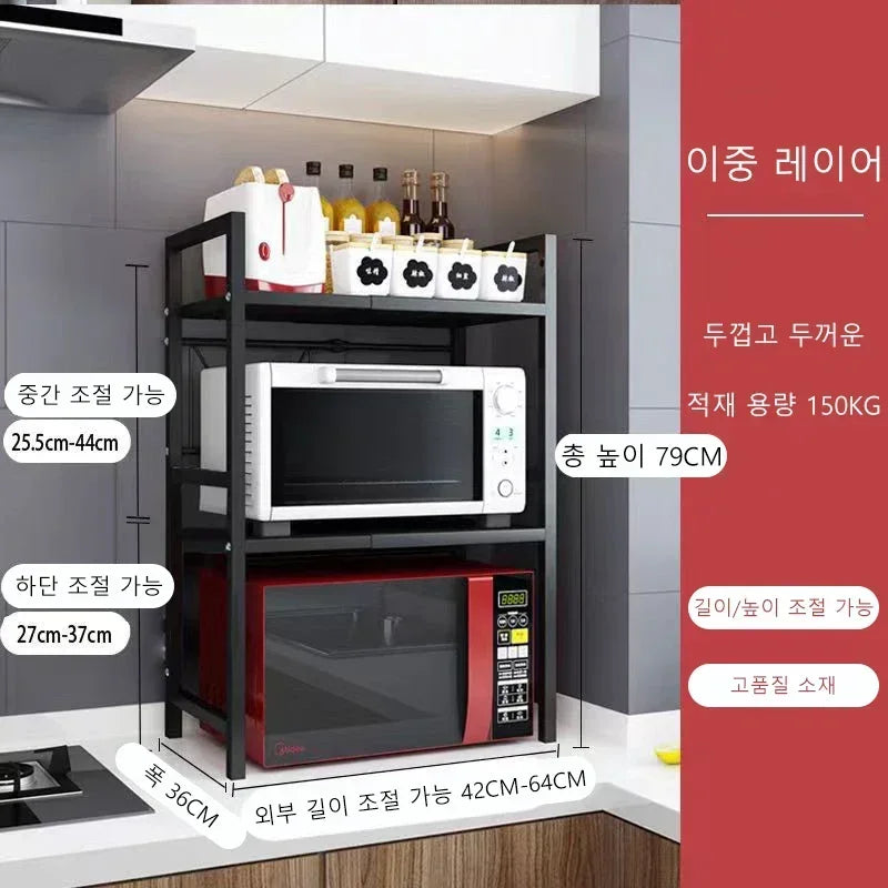 Kitchen Stainless Steel Shelves Floor Multi-Layer Multi-Functional Household Shelves Rack Storage Rack Microwave Oven Shelf