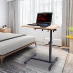 Laptop Desk Mobile Lift Computer Stand, 360° Rotation Rollin Hight Adjustable Laptop Desk with Wheels, for Home Office Study