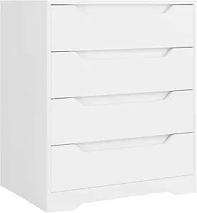 White Dresser, 4 Drawers Dresser, Modern Chest of Drawers with Cut-Out Handles, Small Dressers with Drawer, Wood Makeup Chest O