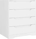 White Dresser, 4 Drawers Dresser, Modern Chest of Drawers with Cut-Out Handles, Small Dressers with Drawer, Wood Makeup Chest O