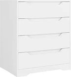 White Dresser, 4 Drawers Dresser, Modern Chest of Drawers with Cut-Out Handles, Small Dressers with Drawer, Wood Makeup Chest O