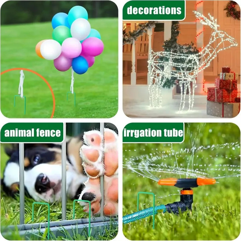 Galvanized U-type Garden Staples Heavy-duty Fence Tubing Stakes Sod Pins Artificial Grass Tent Securing Pegs Lawns Ground Nails