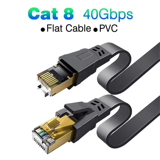 Rj45 Cat 8 Ethernet Cable Flat Cat8 Network Cable LAN Internet 40Gbps 2000Mhz For Router Ps4 PC Laptop 0.5m - 5m 10m 15m 20m 30m