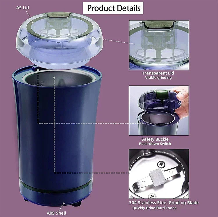 Small Electric Grinding Machine Grain Grinder Coffee Grinder Stainless Steel Nuts Beans Grains Mill Herbs for kitchen