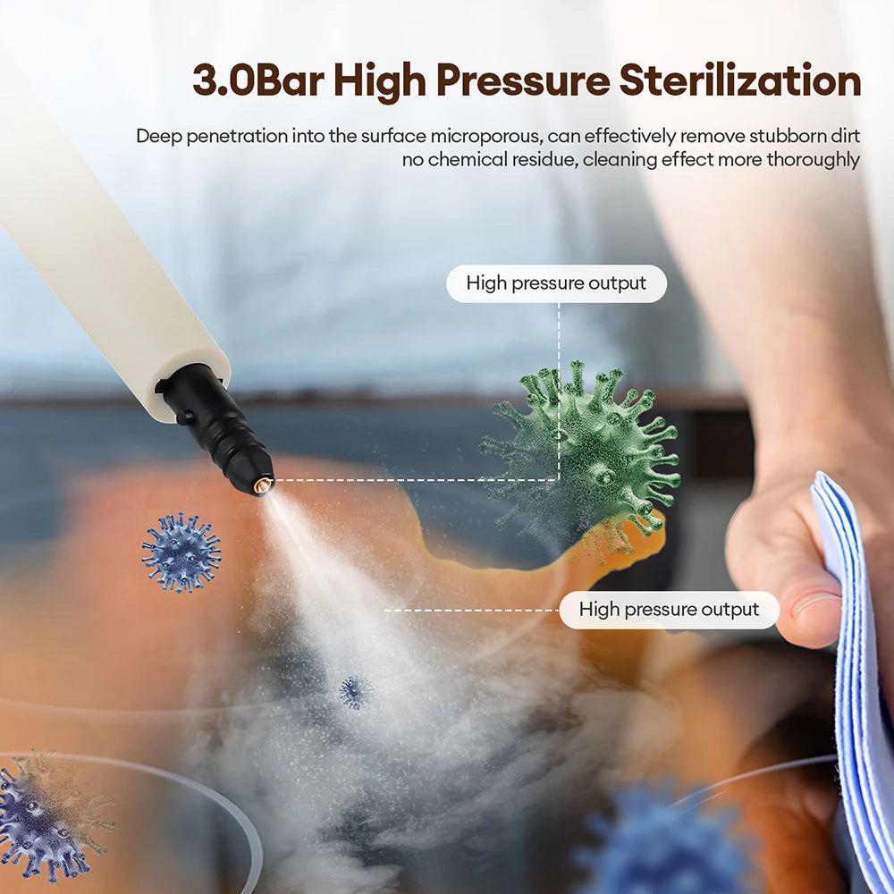 1200W Hand-held Steam Cleaner High Temperature Pressurized Steam Cleaning Air Conditioning Kitchen Hood Car Electric Cleaner