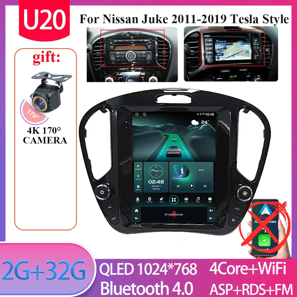For Nissan Juke 2011-2019 tereo Head Unit  9.7'' Wireless Carplay Android 15 Auto Radio Seat Cover Multimedia Player Navigation