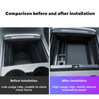 For Tesla Model Y 2020-2024 Hidden Storage Box Car Center Console Armrest Front and Rear Flocking Layer Container Slide