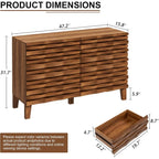 Solid Wood Face 6 Drawer Dresser,Mid Century Modern Dresser with Chest,Flutted Chest of Drawers with Moire Patten for Bedroom,